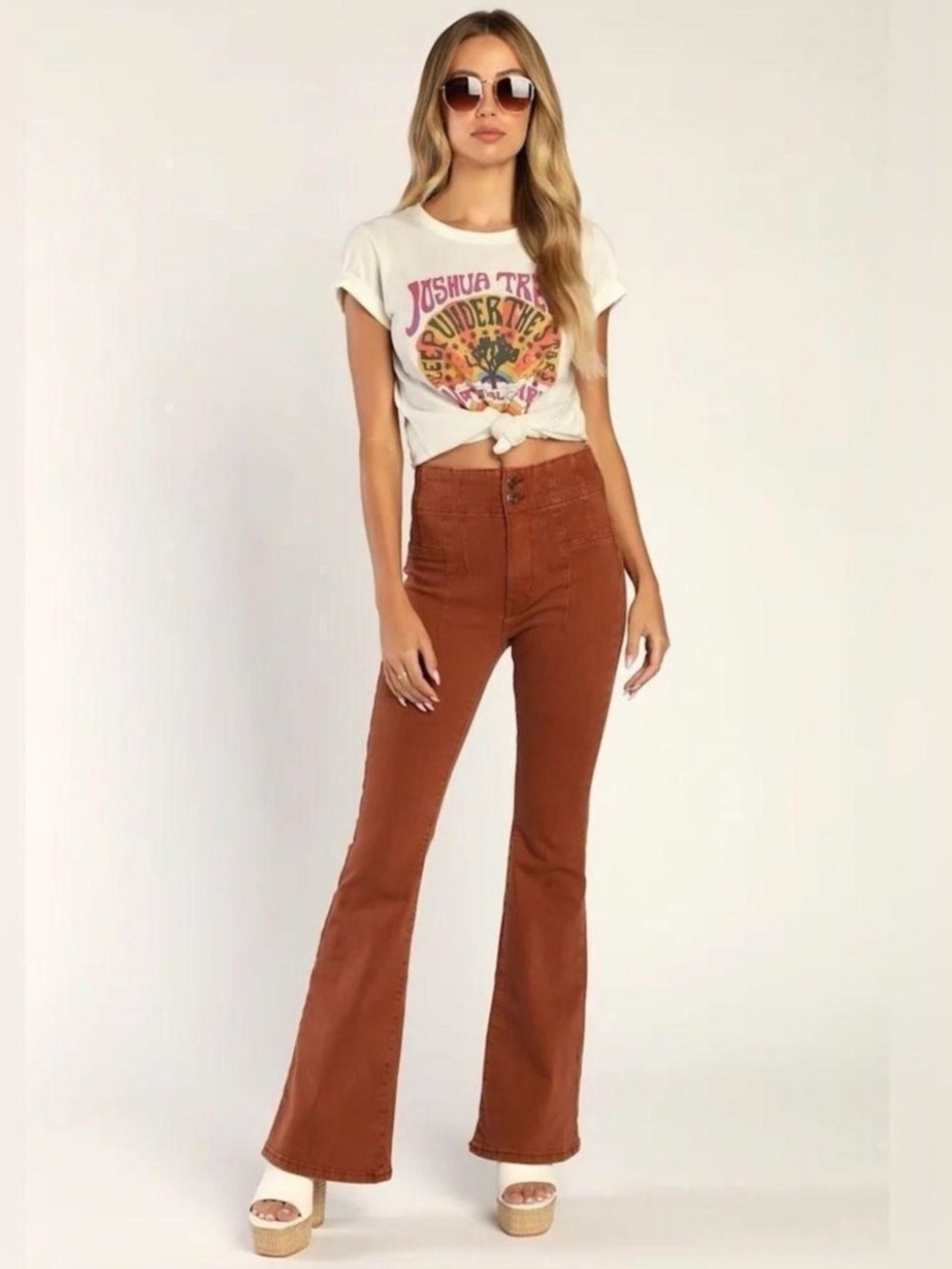 Free People Mesa Jayde Flares Warm Brown Mesa Jeans Size 26